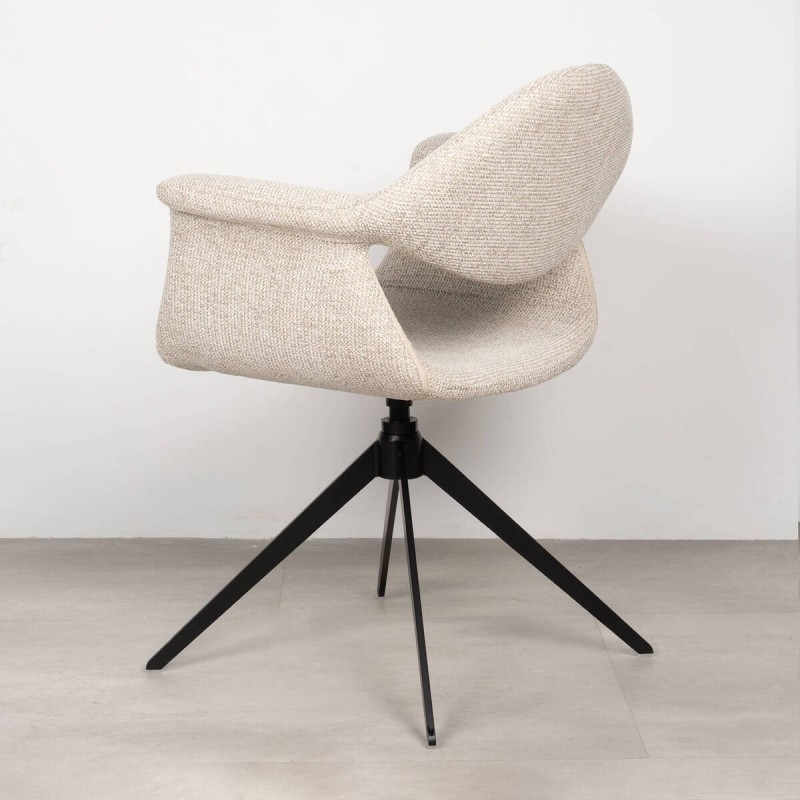 Silla Maroni de Comedor Giratoria en tejido beige y Patas Cruzadas