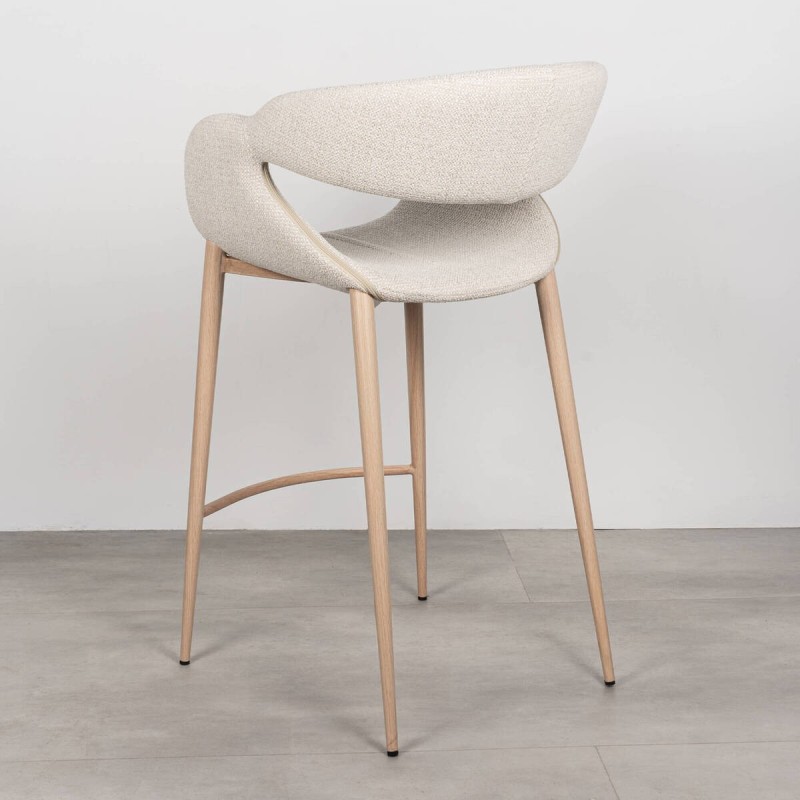Taburete de Bar Loira Tapizado en Beige con Patas Metal Acabado Madera Clara