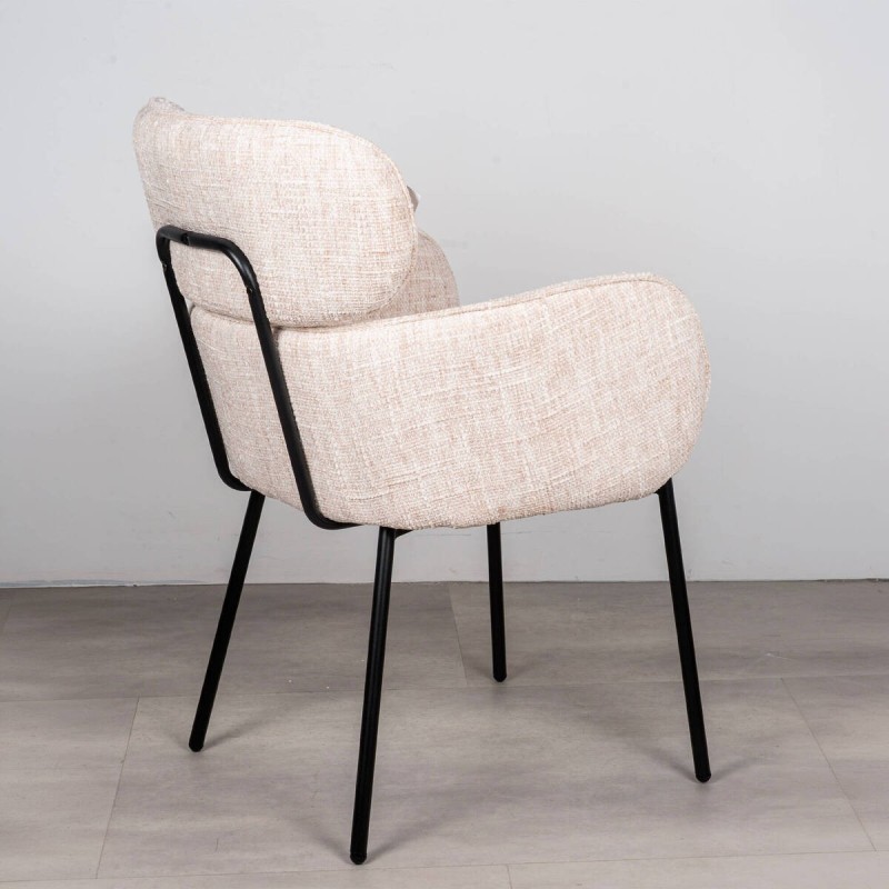 Avon Dining Chair Upholstered in Beige with Curved Backrest