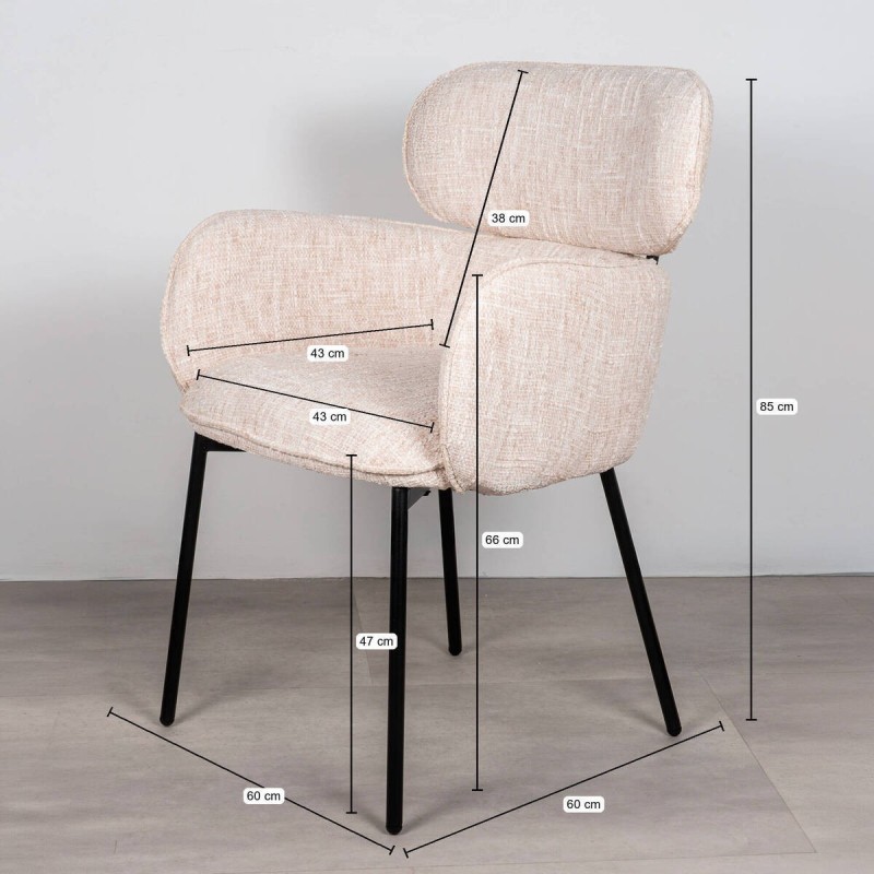 Avon Dining Chair Upholstered in Beige with Curved Backrest