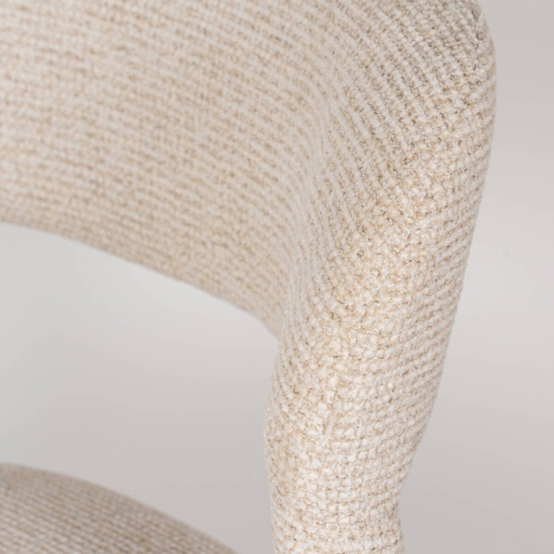 Silla de Comedor Poqueira Tapizada en Blanco Crudo Bouclé