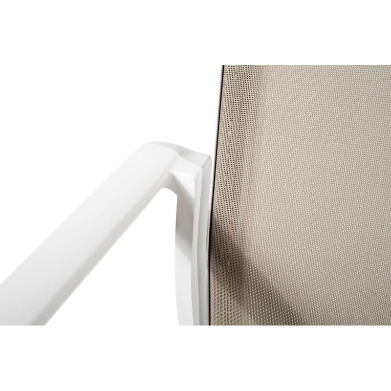 Outdoor chair, white aluminum and khaki textilene, 58.5x60x90cm