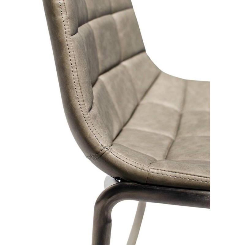 Taburete alto polipiel gris y acero cepillado 50x47x105cm