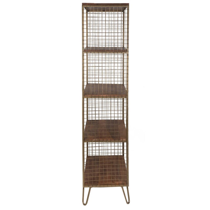 Mango wood and brown metal mesh shelving unit 80x38x174cm