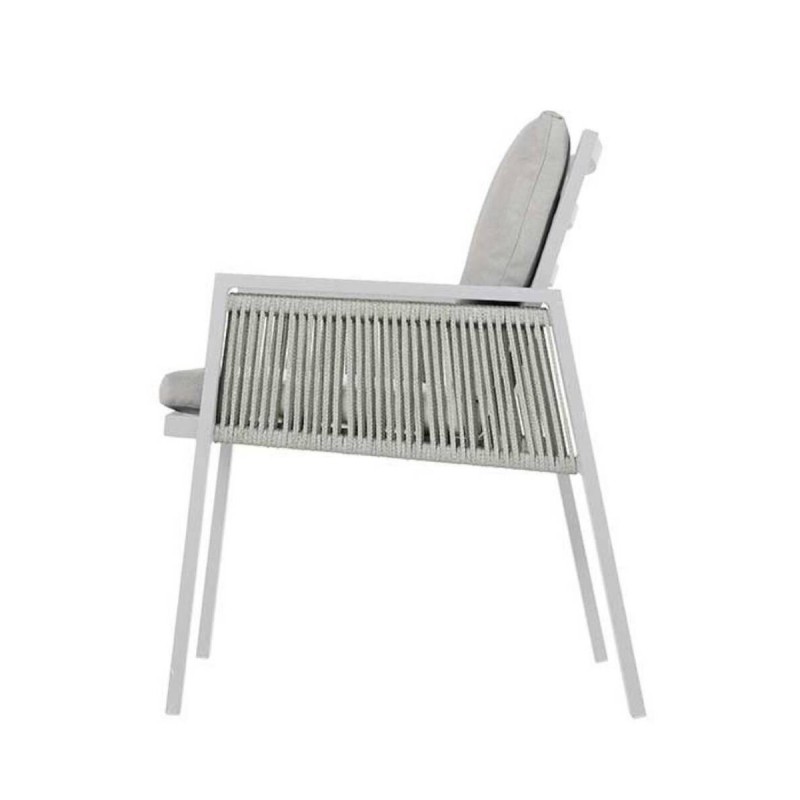 Silla de comedor exterior aluminio/cuerda gris claro 69x56x85cm