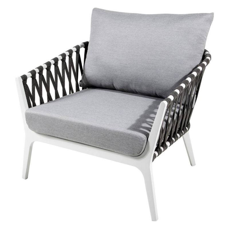 Virgo outdoor armchair, aluminum - grey rope, 85x82x73cm