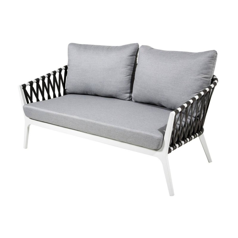 Virgo two-seater outdoor sofa, aluminum - grey rope, 156x82x73cm