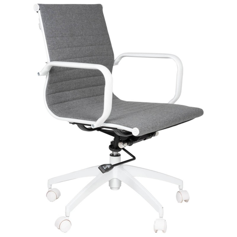 Reclining aluminum office chair with gray fabric armrests, 57x63x88