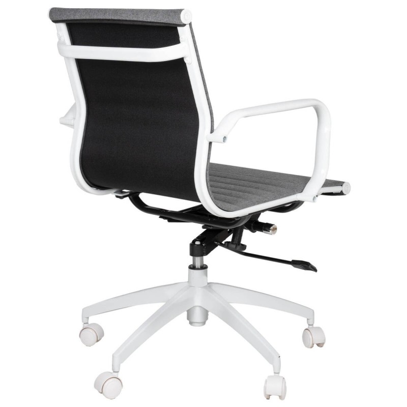 Reclining aluminum office chair with gray fabric armrests, 57x63x88