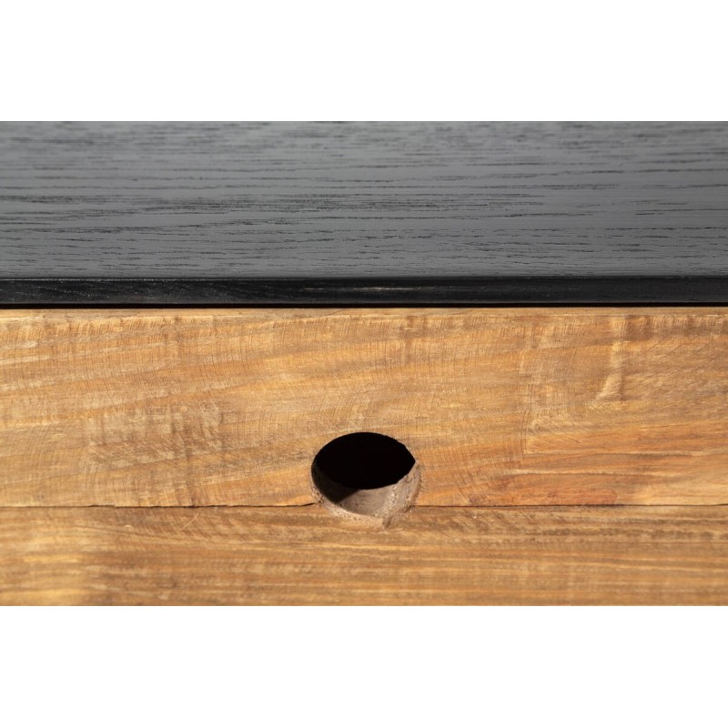Bedside table made of recycled pine wood - black metal legs 50x40x51cm