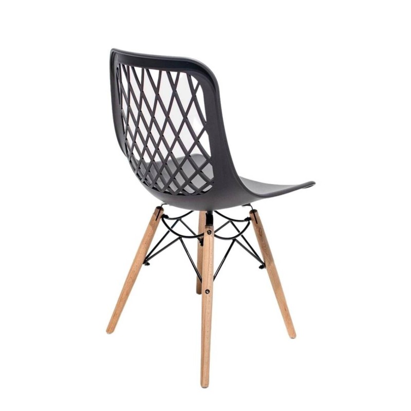 Silla de comedor de polietileno gris y madera de haya 47x50x89cm