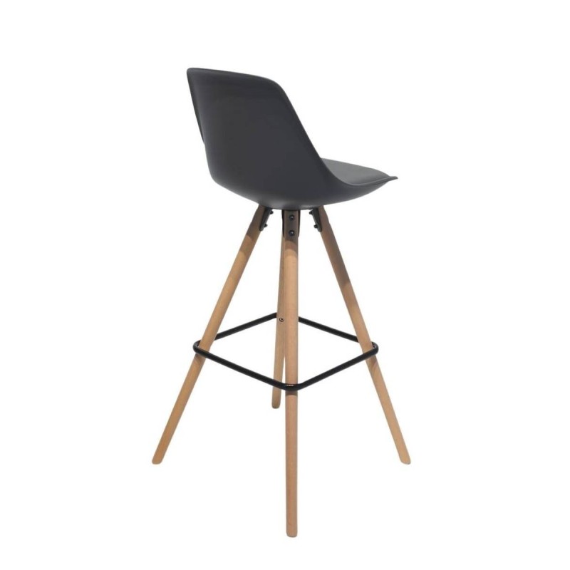 Taburete alto de polietileno gris y madera de haya 42x45x102cm