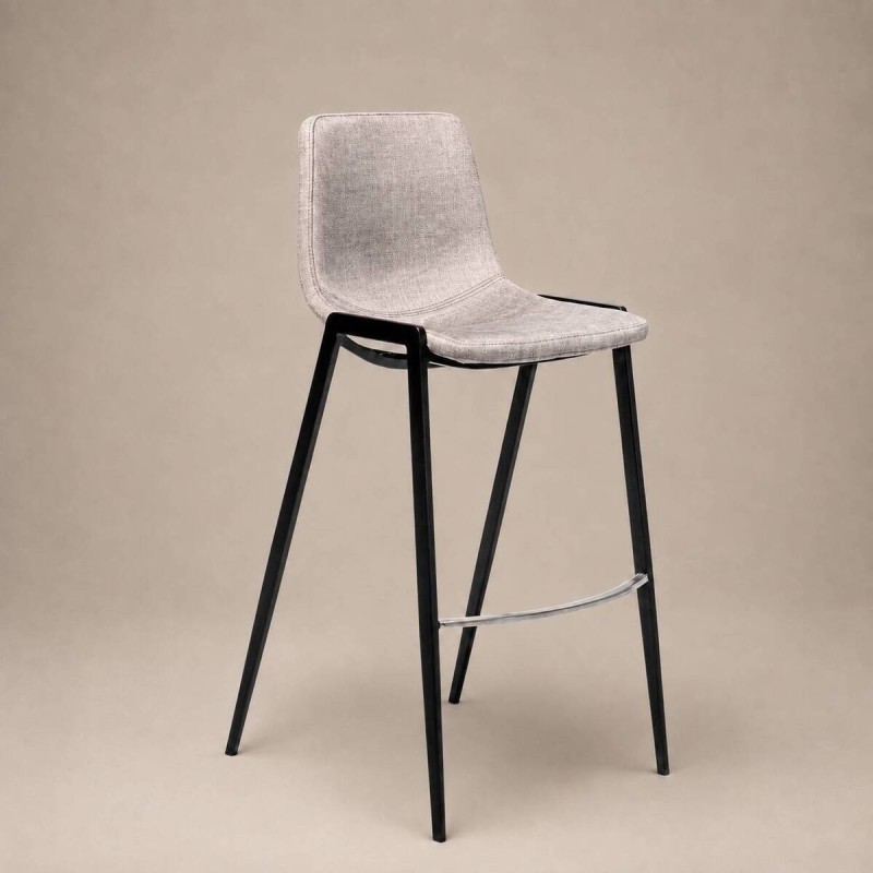 Taburete alto poliéster topo  acero acabado negro 43,5 x 45 x 102cm