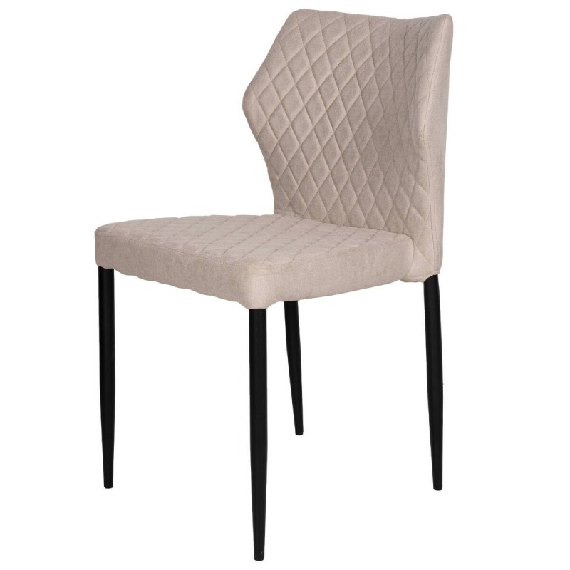 Beige upholstered dining chair - black metal legs 47x52x85cm