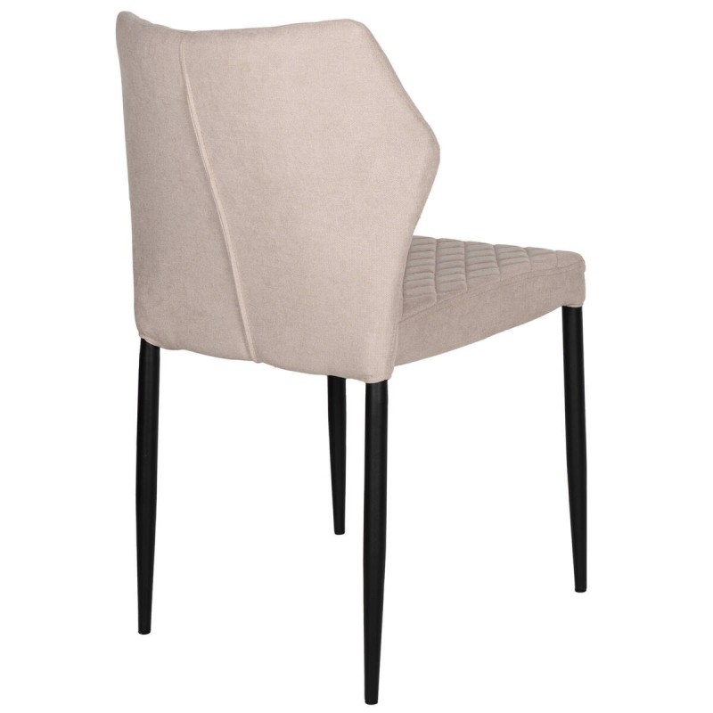 Beige upholstered dining chair - black metal legs 47x52x85cm