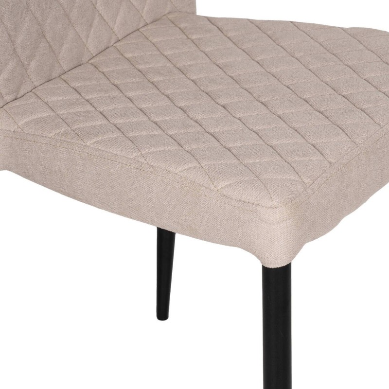 Beige upholstered dining chair - black metal legs 47x52x85cm