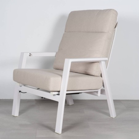 Sillón Reclinable Tivat de Aluminio Blanco con Textilene y Cojines Incluidos