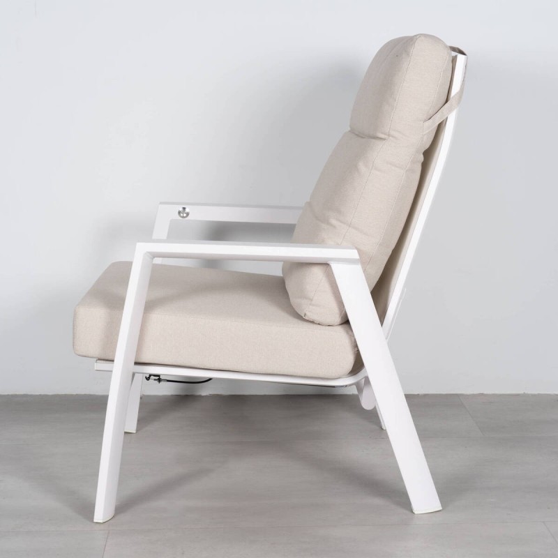 Sillón Reclinable Tivat de Aluminio Blanco con Textilene y Cojines Incluidos