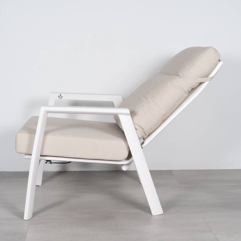 Sillón Reclinable Tivat de Aluminio Blanco con Textilene y Cojines Incluidos