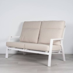 Tivat 2-seater reclining sofa in white aluminum with textilene, 150 cm