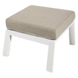 Outdoor footrest, white aluminum, sand fabric, 60x59x43cm