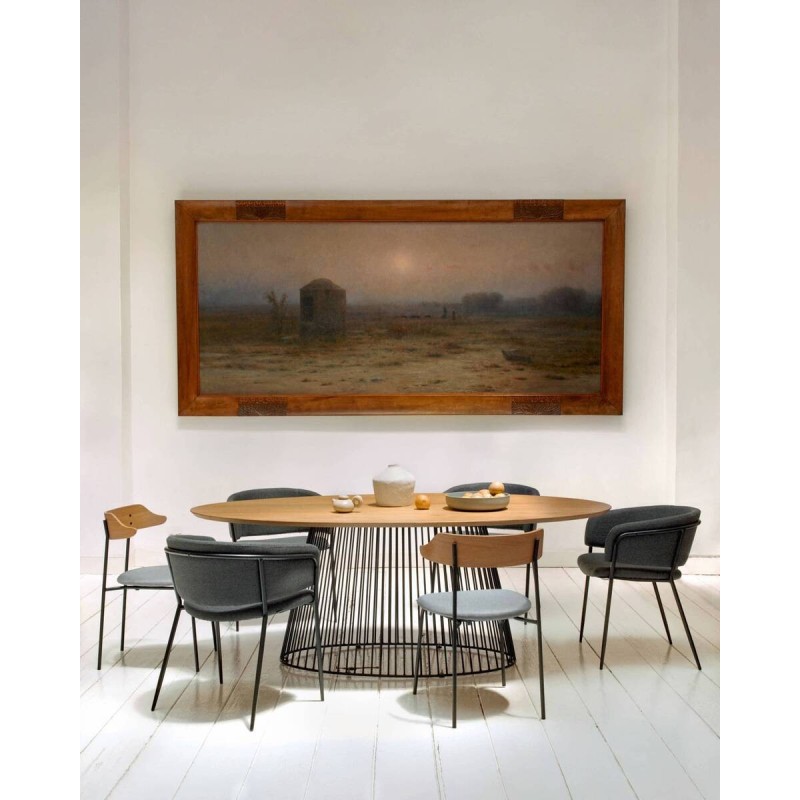 Leska table made of solid mango wood with a steel base, 200x110cm