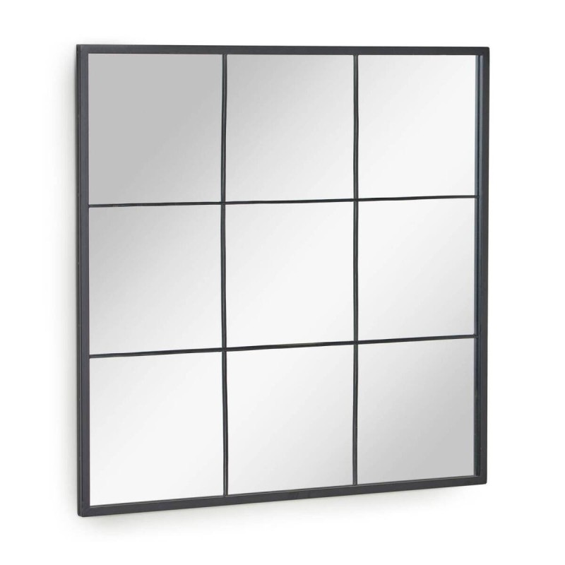 Ulrica black metal wall mirror 80x80cm