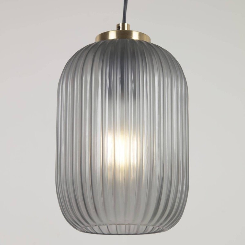 Hestia metal ceiling lamp with brass finish and grey glass 22x14x14cm
