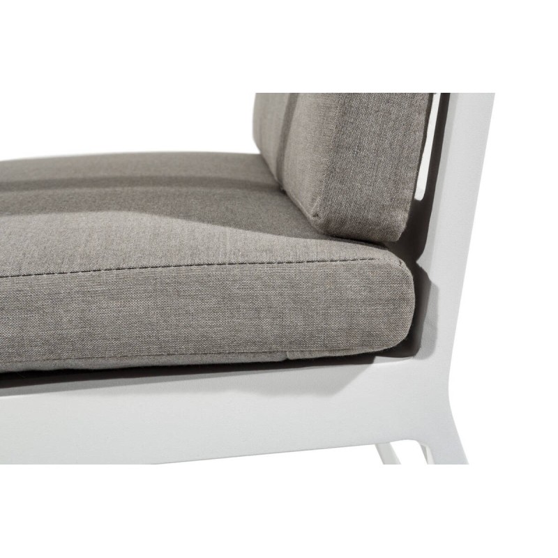 Silla aluminio blanco reposabrazos tejido gris 61x57x87cm