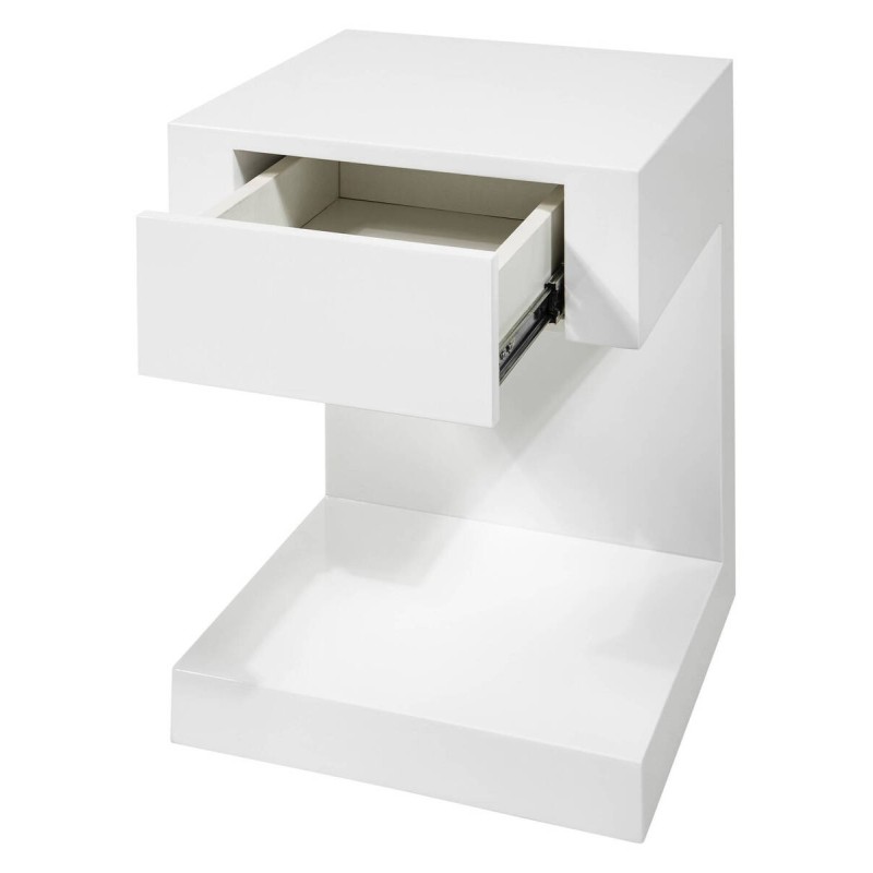 Glossy white bedside table with 1 drawer