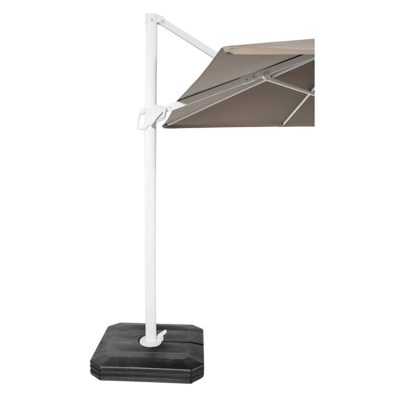 Parasol lateral Roma 3×3 m taupe con base y funda