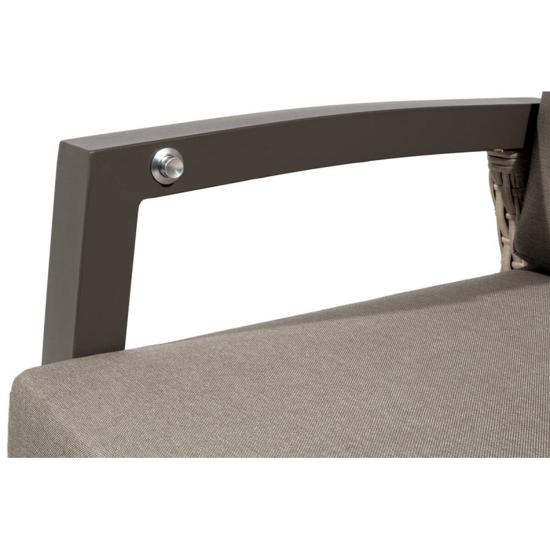 Corfu 3-seater reclining sofa in synthetic rattan with anthracite aluminum frame, 180 cm
