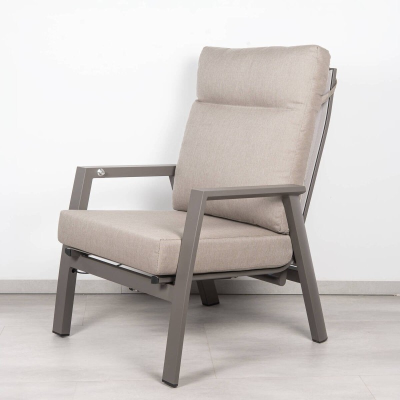 Tivat Reclining Armchair in Grey Aluminum with Textilene and Cushions Included