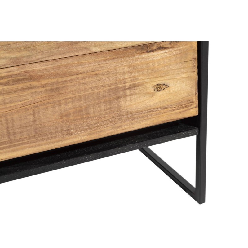 Mesa de centro estructura negra cajones madera de pino reciclado 80x80x43cm