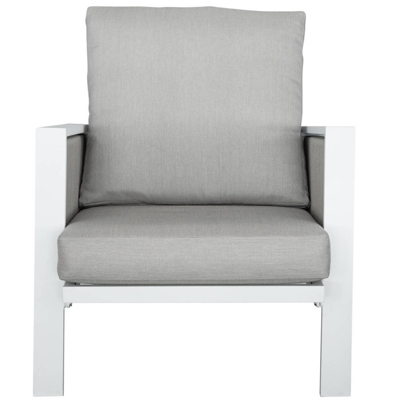 Sillón aluminio blanco tejido gris claro 73.5x92.5x84.5cm