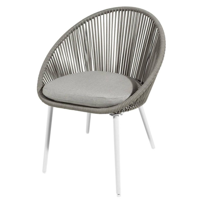 Curvy chair with gray cushion and rope backrest, 72x66x85.5cm