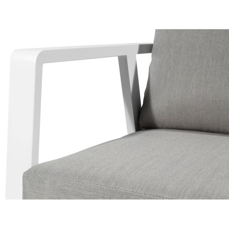 Sofá aluminio blanco tejido gris 190.5x82.5x76.5cm