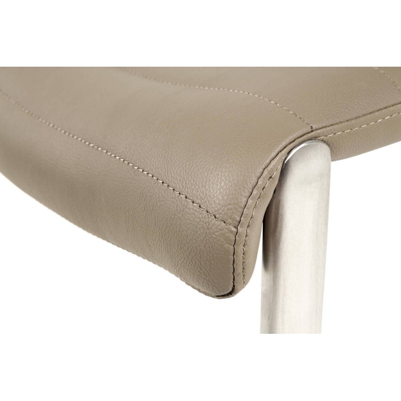 Stool, 65cm high, camel faux leather - brushed steel, 56x51x99cm