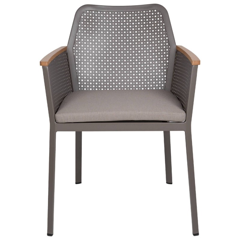 Silla de aluminio y brazos de teca 59x63x81cm