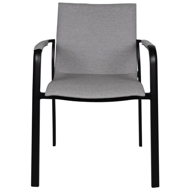 Lucca chair in black aluminum and grey fabric, 57x62x86cm