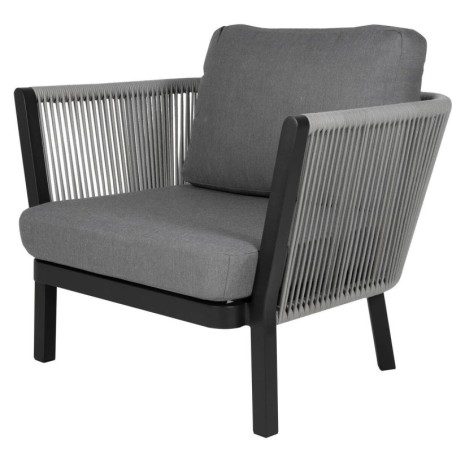 Sillón sofia gris de aluminio y cuerda entrelazada 92x52x70cm