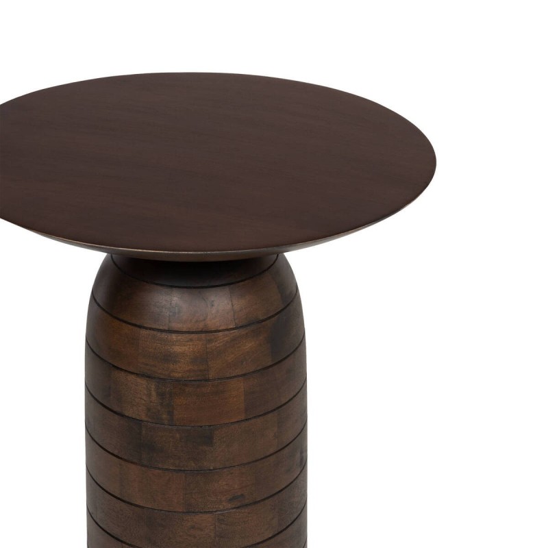 Mesa auxiliar de madera wengué cilindro 51x61cm