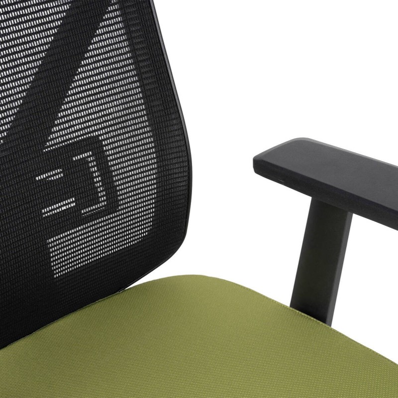 Office chair, black nylon, lime green seat, 59x55x125cm