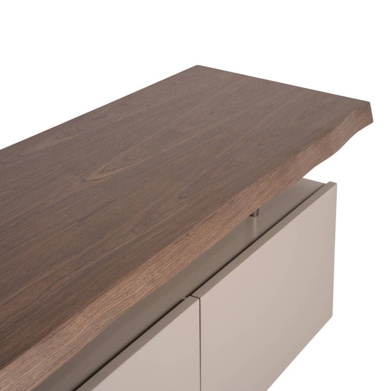 Mueble tv lacado gris con chapa de nogal 200x42x76cm