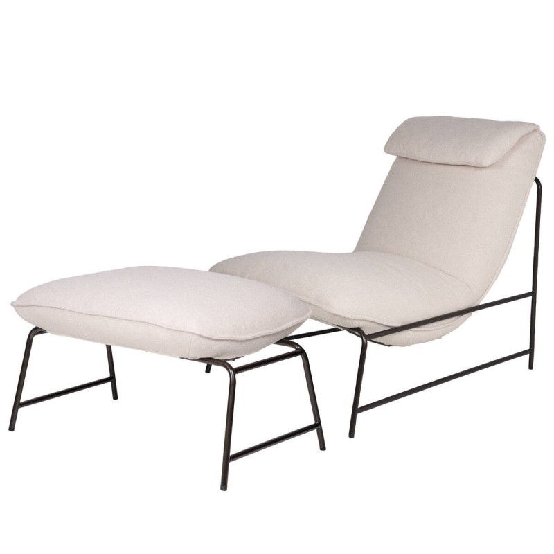 Sillón gris sobre estructura de hierro negro 76x98x86cm