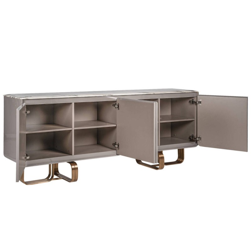 Grey lacquered sideboard with Caledonia marble top 200x42x80cm