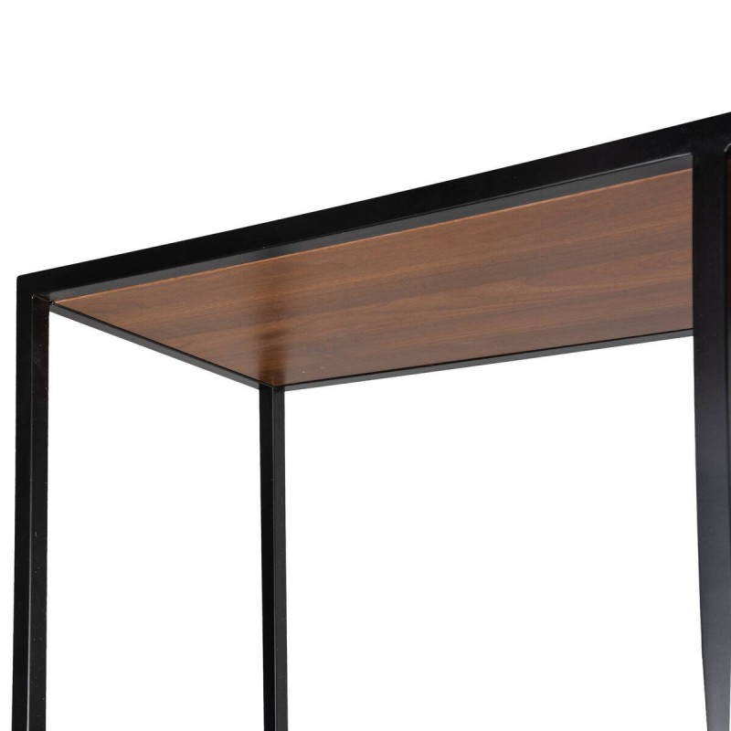 Iron and walnut melamine shelving unit 120x34x200cm