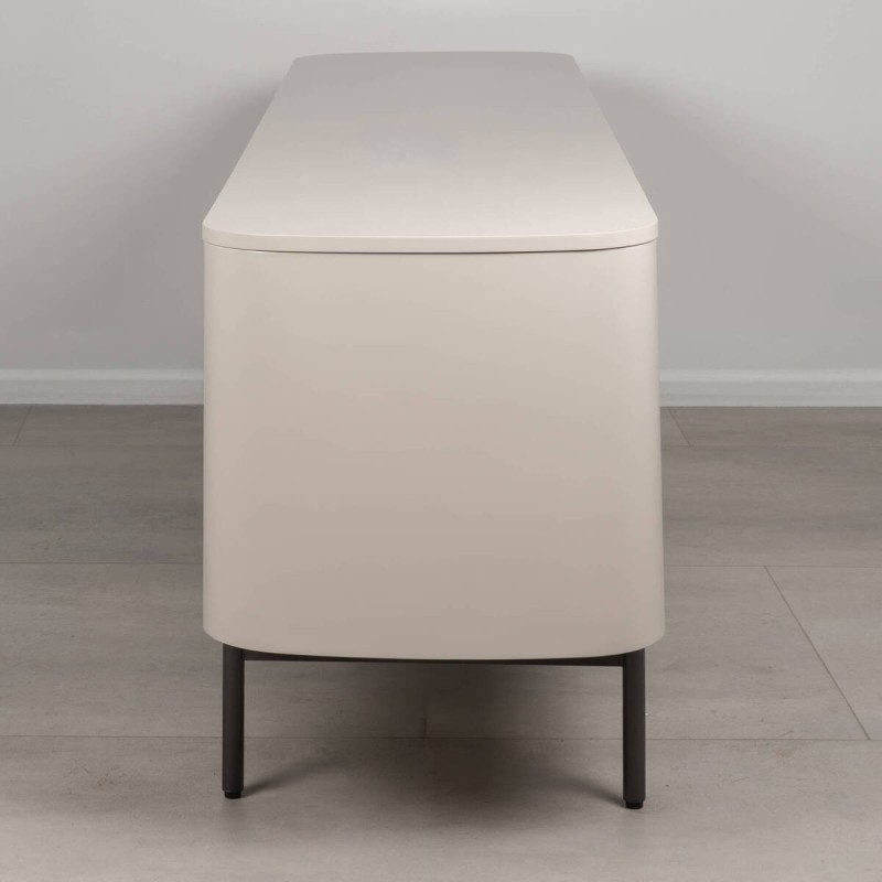 Beige matte lacquered TV stand with grey details 178x40x58cm