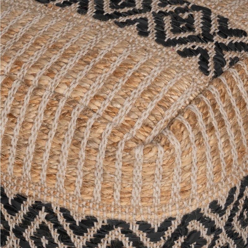 Puff abaza natural y negro 48x48x48cm