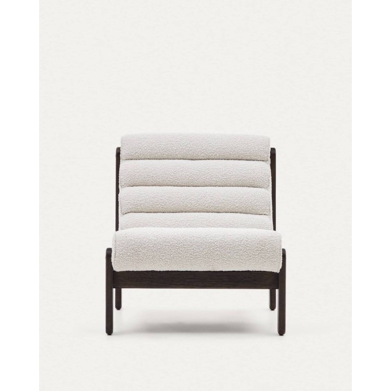 Magira armchair in white sheepskin and oak wood 75x94x82cm